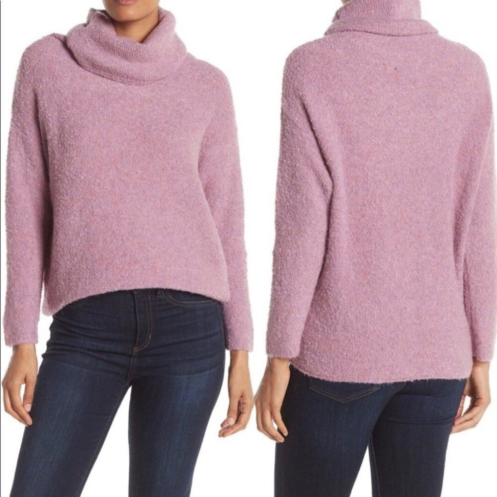 Catherine Malandrino sz xl turtleneck sweater Cozy Eyelash Knit purple